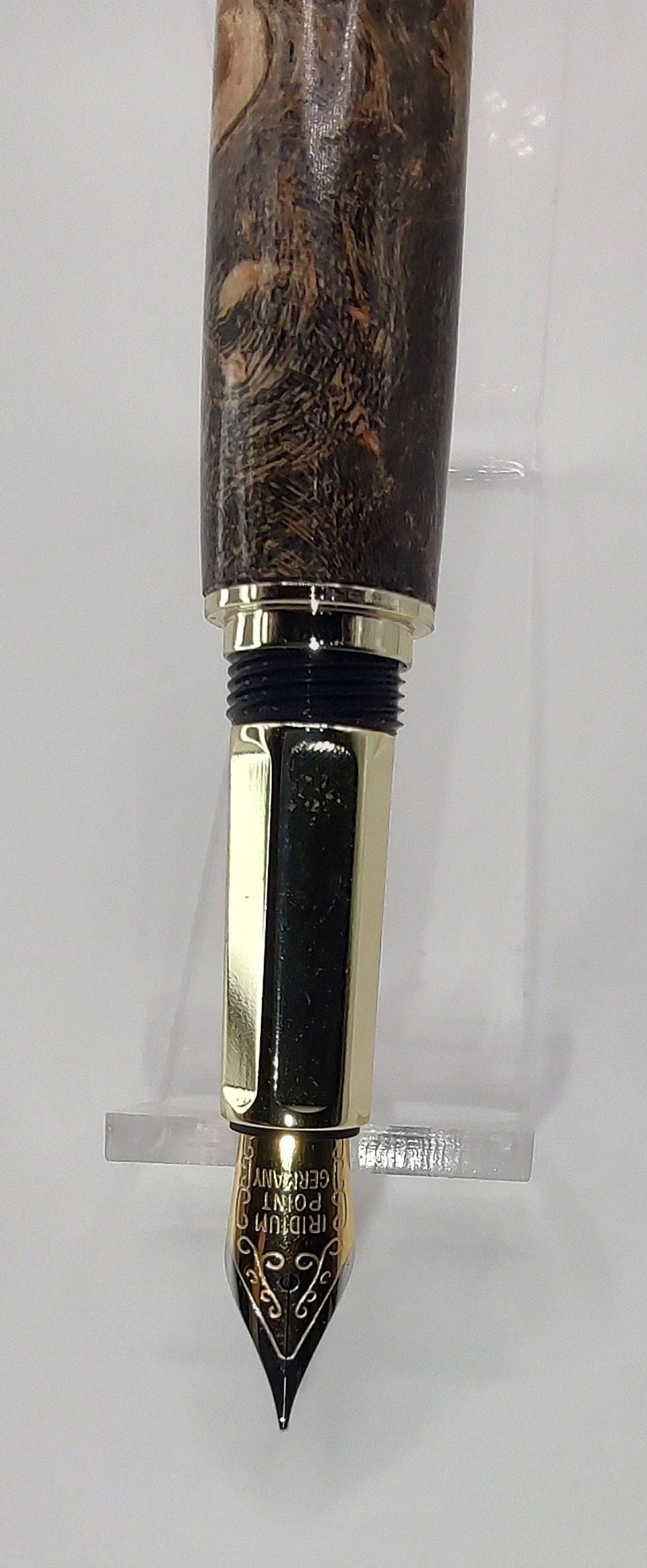 Custom Turned "TYCOON" Fountain Pen in Double Dyed Gold & Black Box Elder