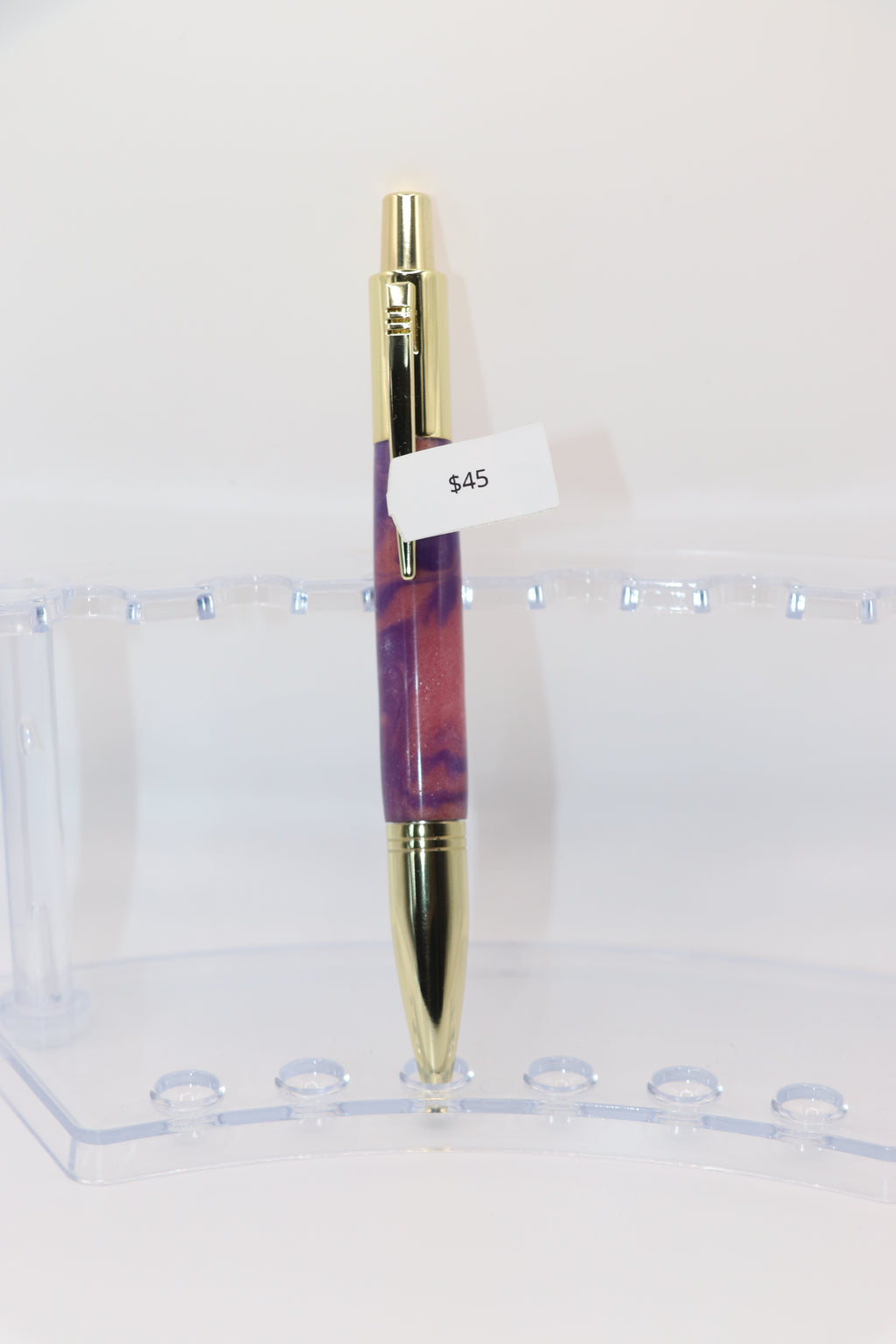 Northern Lights Acrylic:  Pen with purple and gold and red and blue design 