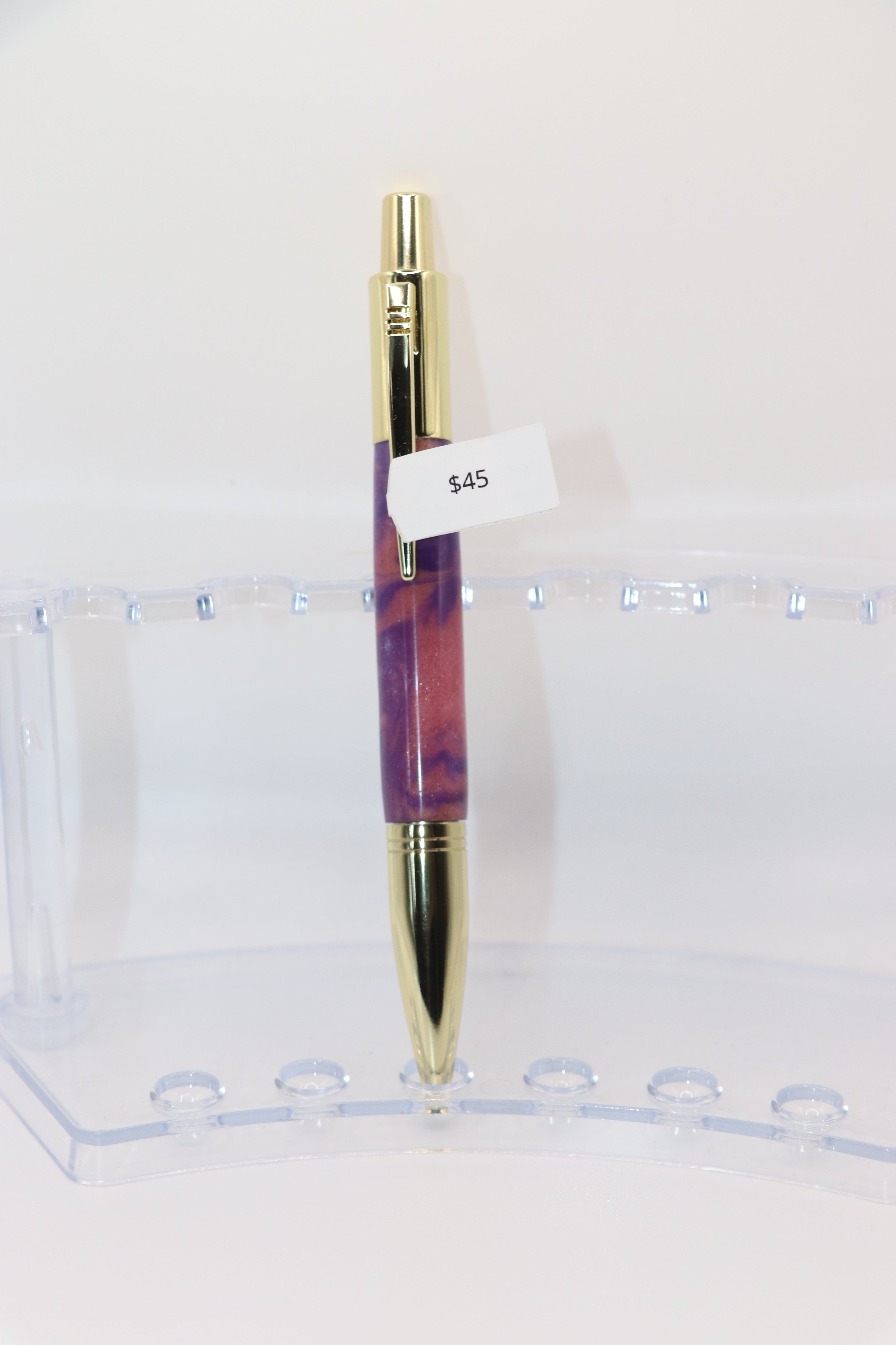 Northern Lights Acrylic:  Pen with purple and gold and red and blue design 