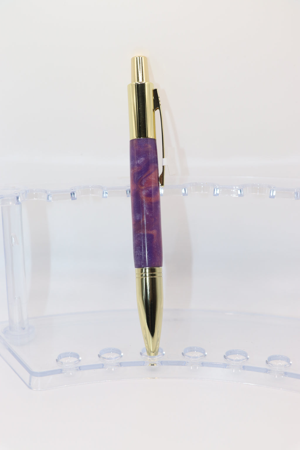 Northern Lights Acrylic:  Pen with purple and gold and red and blue design 
