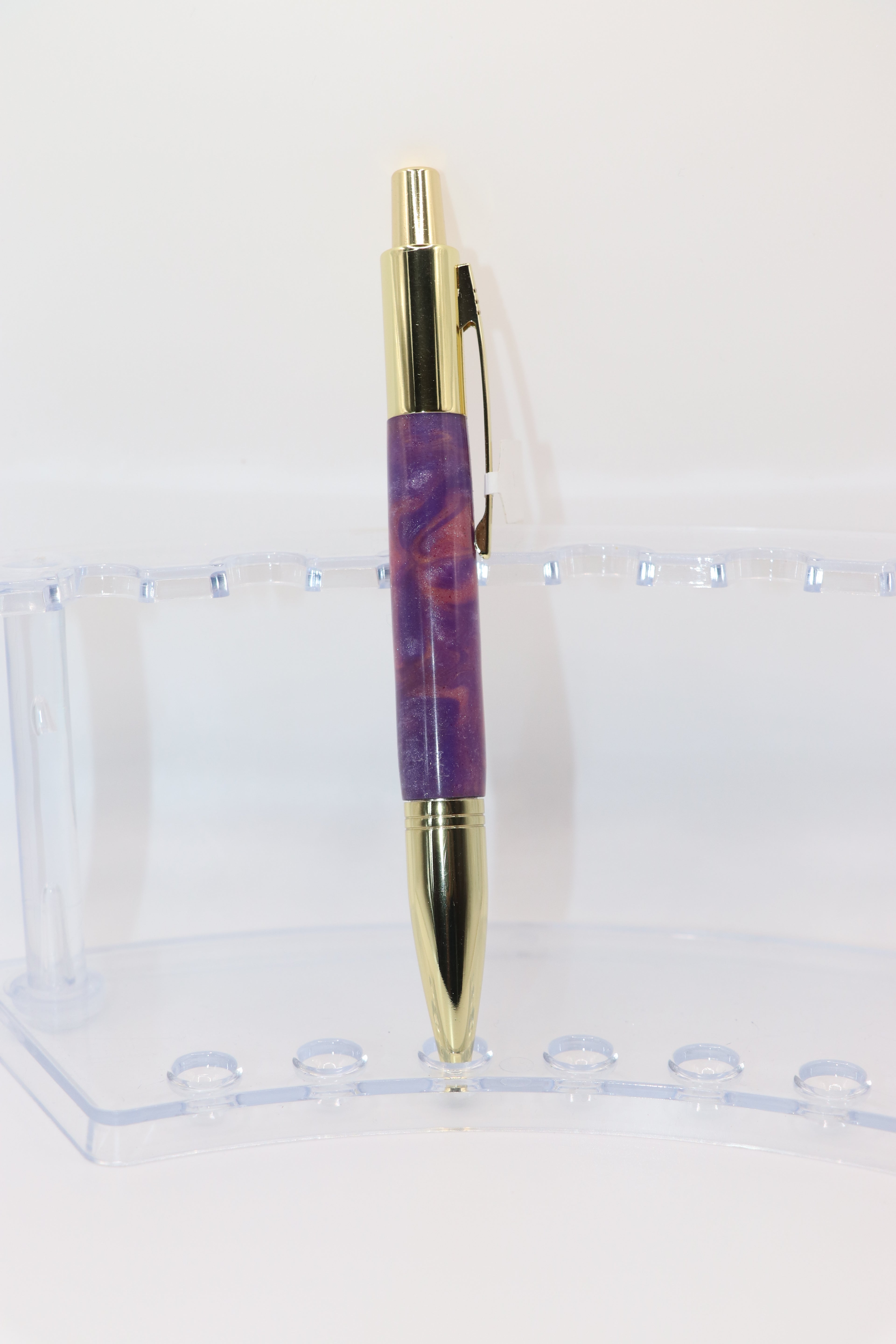 Northern Lights Acrylic:  Pen with purple and gold and red and blue design 