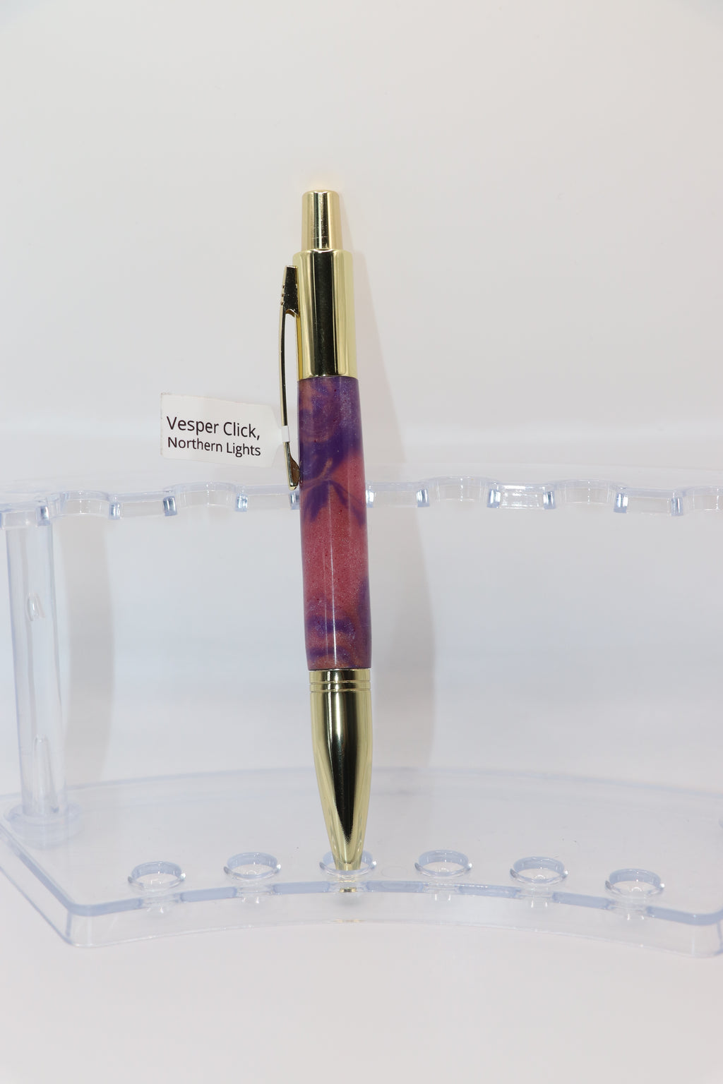 Northern Lights Acrylic:  Pen with purple and gold and red and blue design 