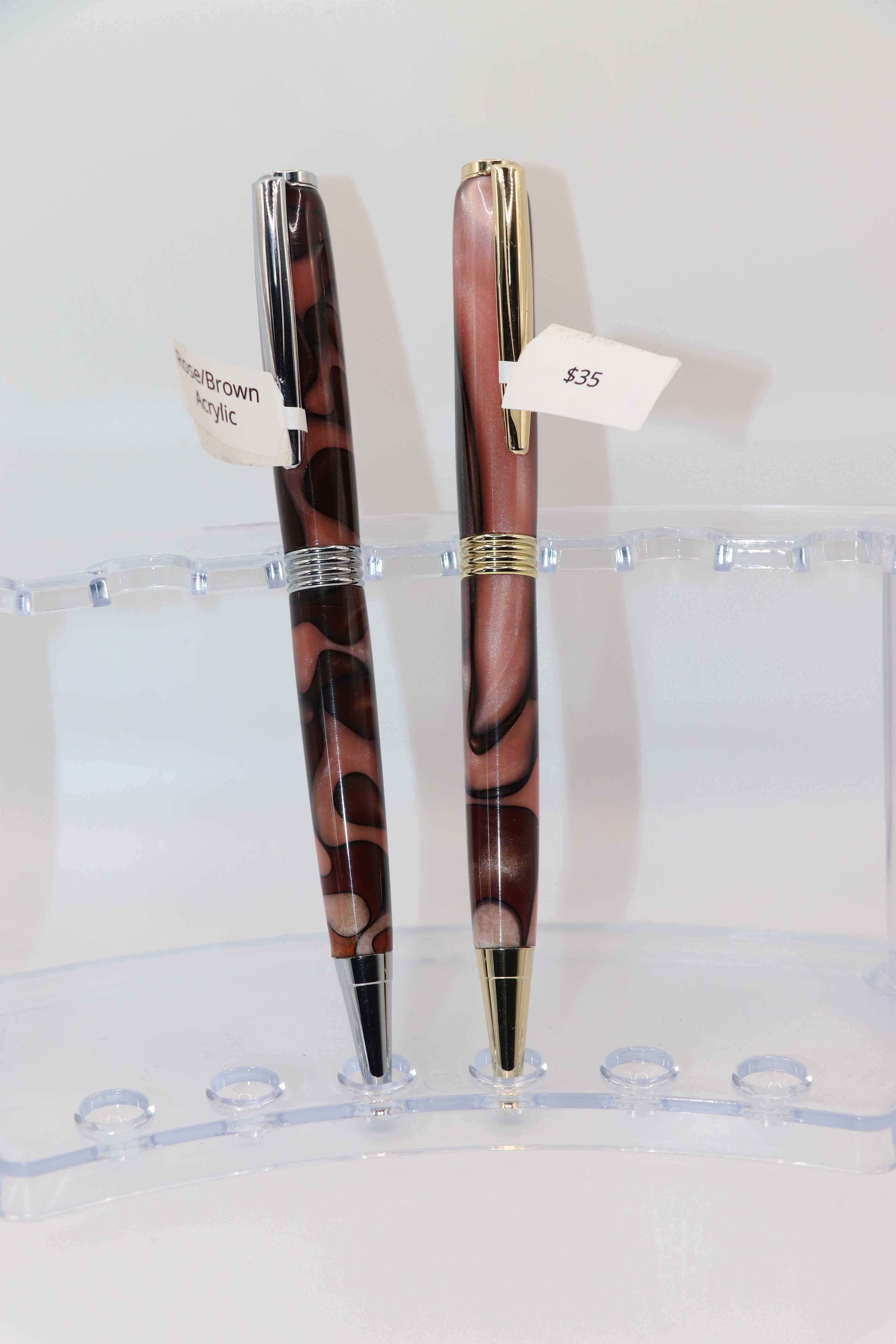 Acrylic Twist Pen in Brown Rose Acrylic, Gold or Chrome