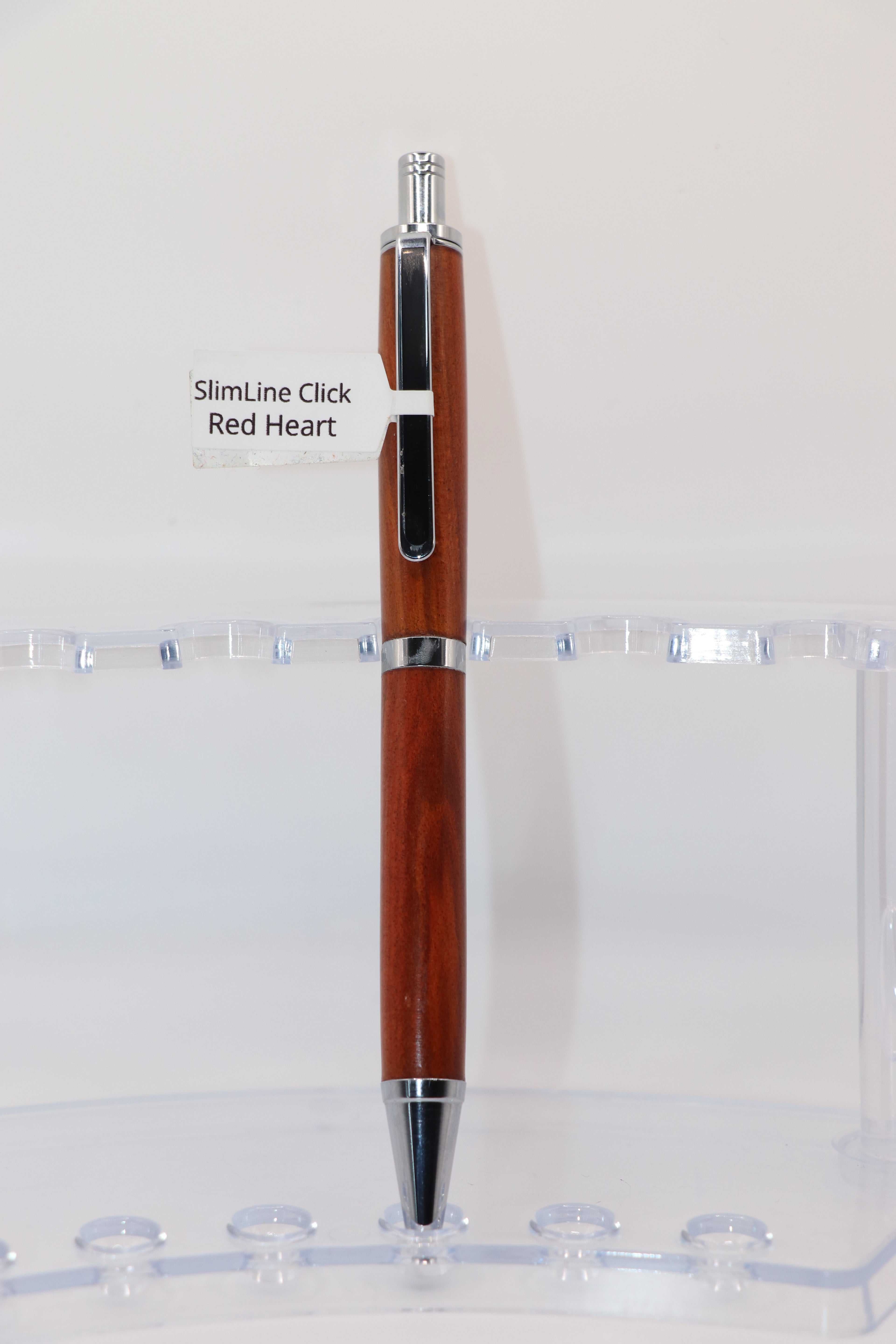 Slimline Pro Click Pen in Red Heart with Chrome & Black Trim