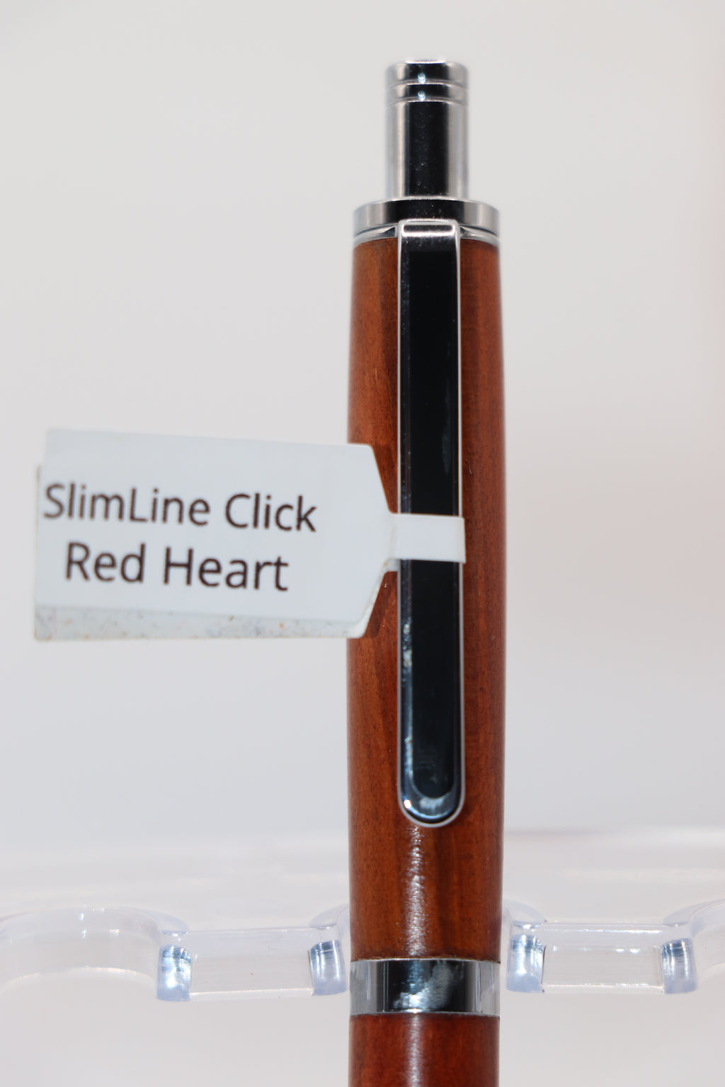 Slimline Pro Click Pen in Red Heart with Chrome & Black Trim