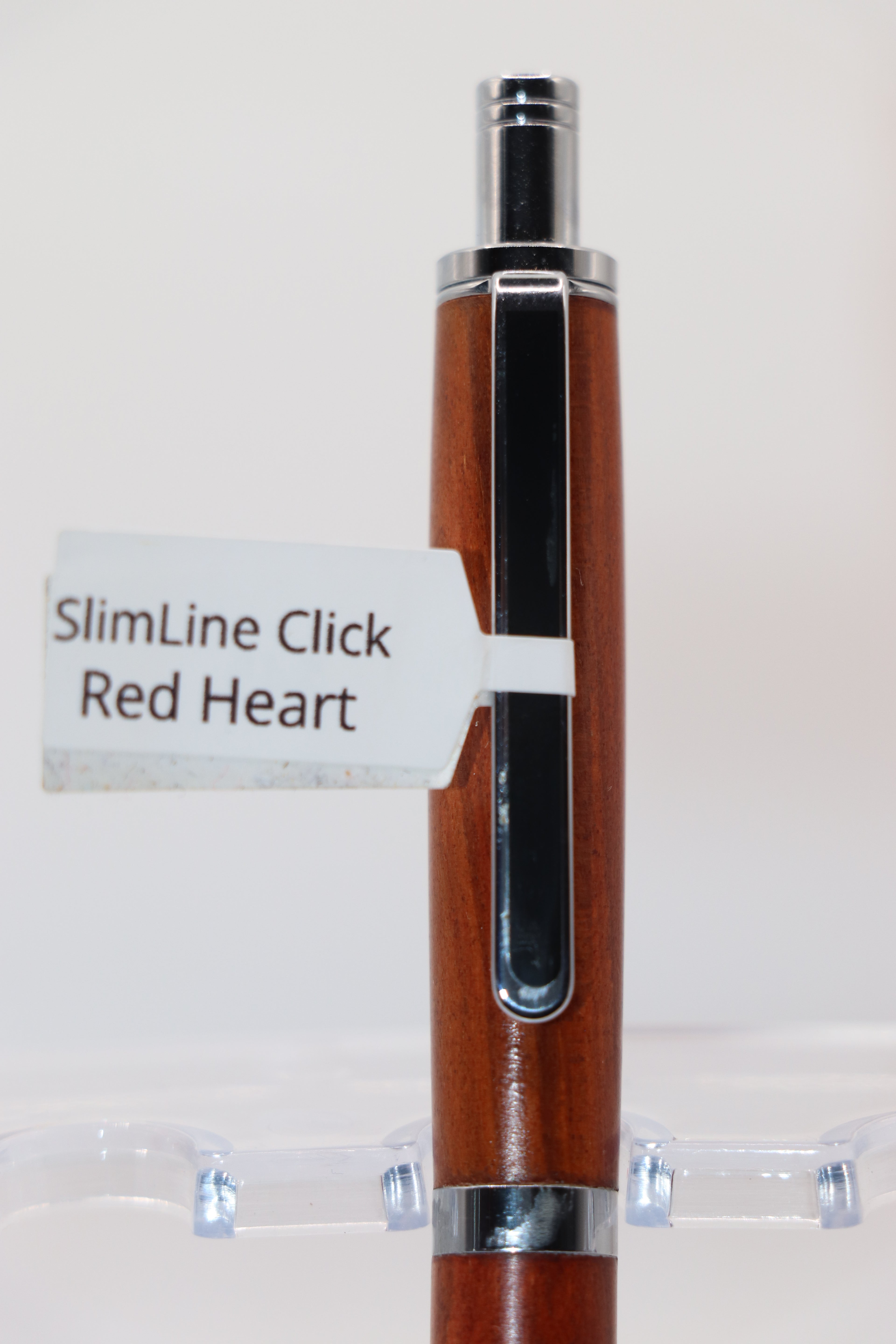 Slimline Pro Click Pen in Red Heart with Chrome & Black Trim