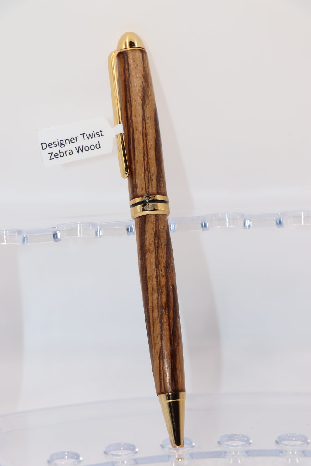 Zebra Wood Designer Twist Pen with Gold Trim