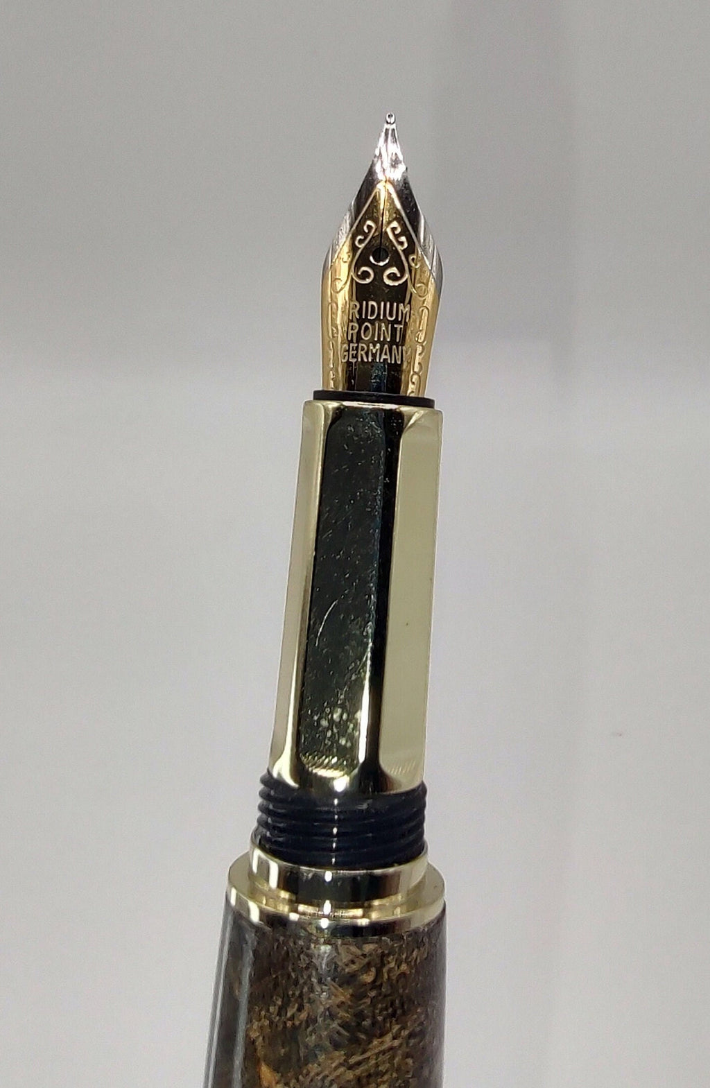 Custom Turned "TYCOON" Fountain Pen in Double Dyed Gold & Black Box Elder